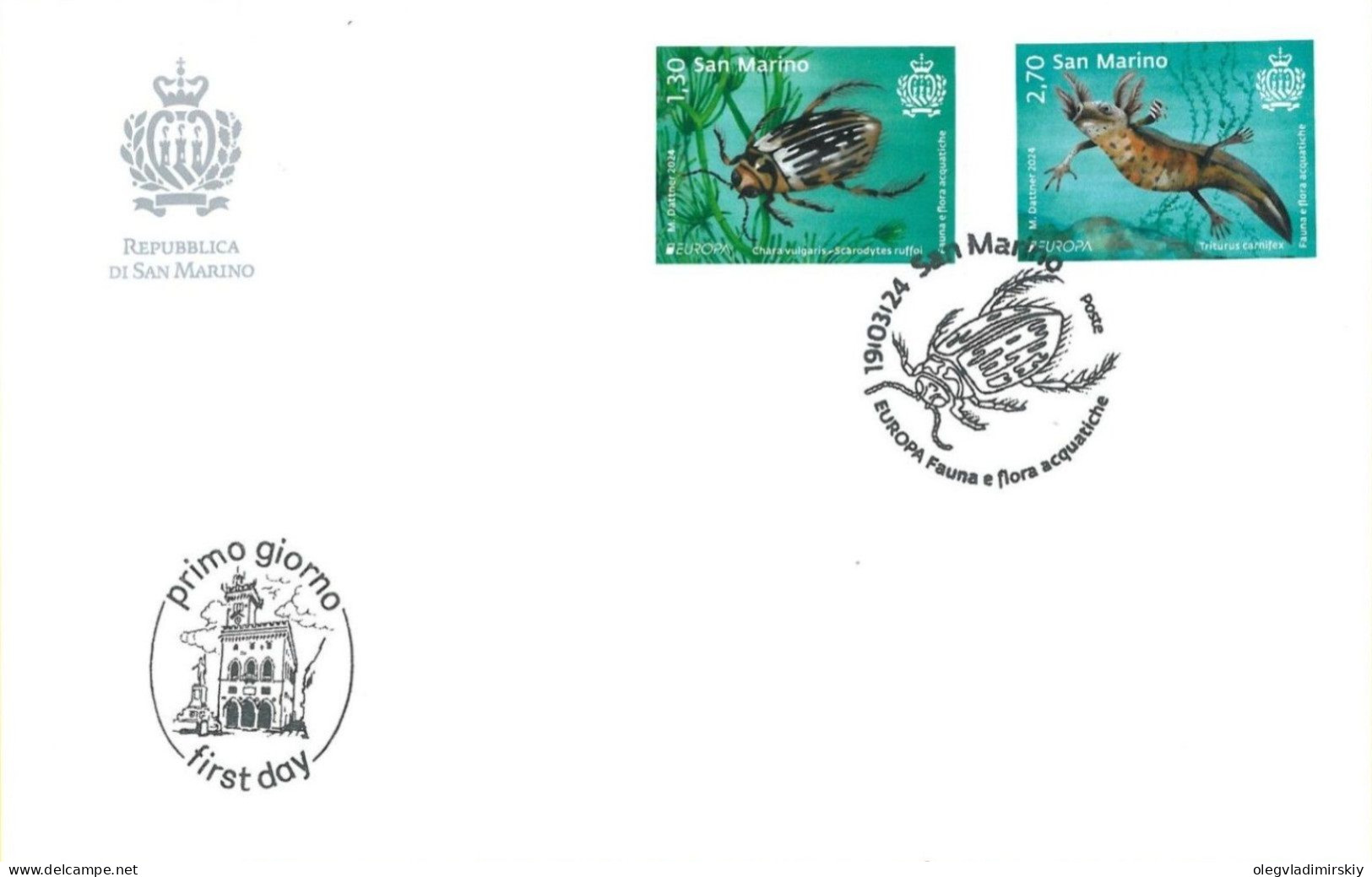 San Marino 2024 Europa CEPT Underwater Fauna Bug Triton Set Of 2 Stamps FDC - Andere & Zonder Classificatie