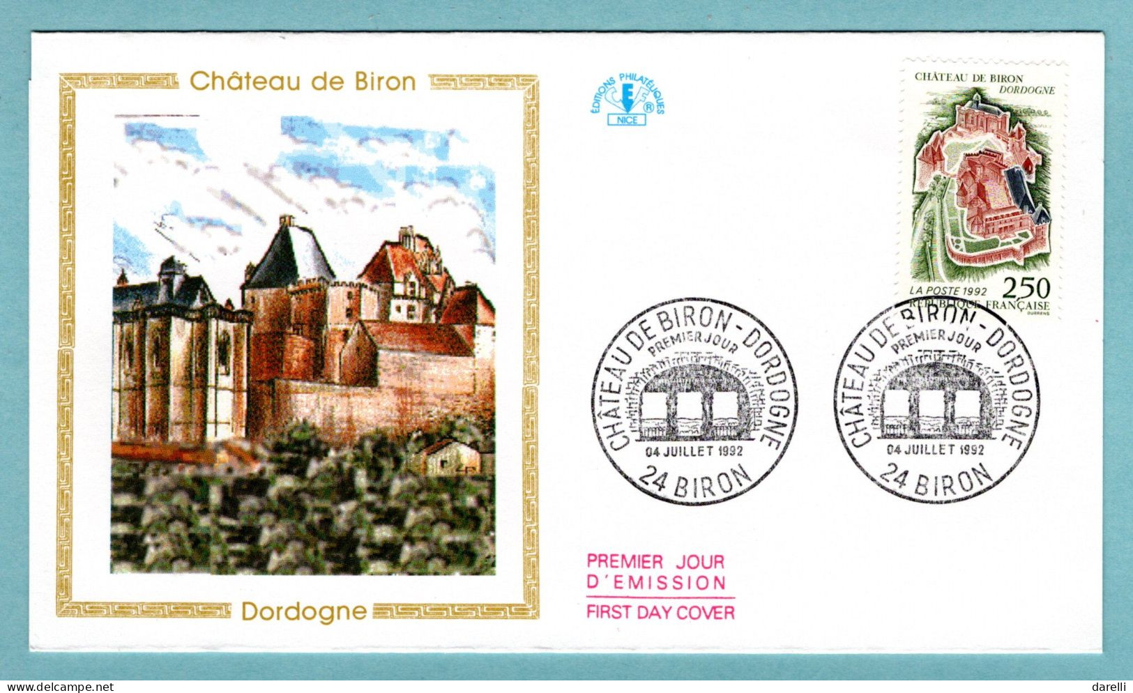 FDC France 1992 - Château De Biron - YT 2763 - 24 Biron - 1990-1999