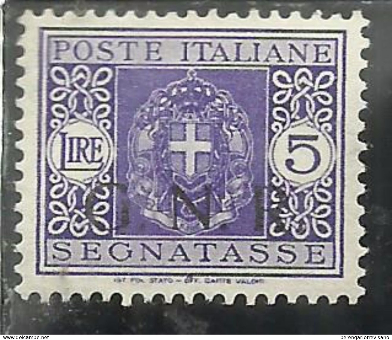 ITALIA REGNO ITALY KINGDOM 1944 REPUBBLICA SOCIALE ITALIANA RSI G.N.R.SEGNATASSE TAXES TASSE POSTAGE DUE GNR LIRE 5 MNH - Postage Due