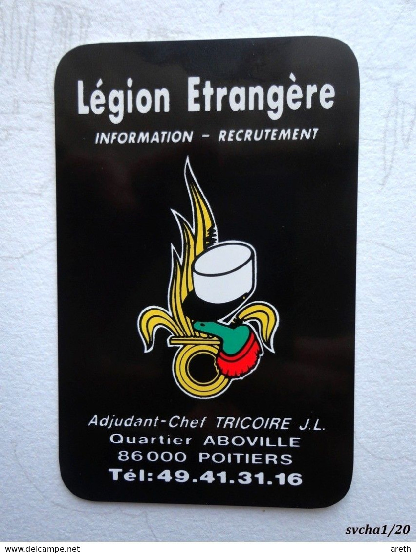 Calendrier  Format Télécarte 1994 - LEGION ETRANGERE  - Adjudant Chef Tricoire Poitiers Information; Recrutement - Petit Format : 1991-00