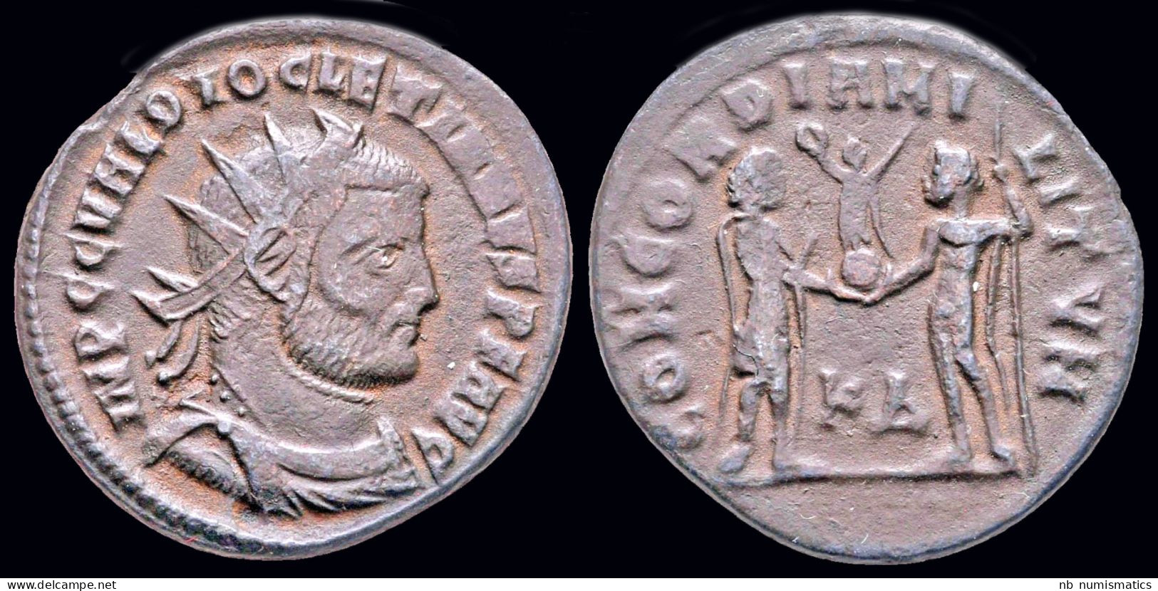 Diocletian AE Post Reform Radiate Emperor Receiving Victory On Globe - La Tétrarchie (284 à 307)