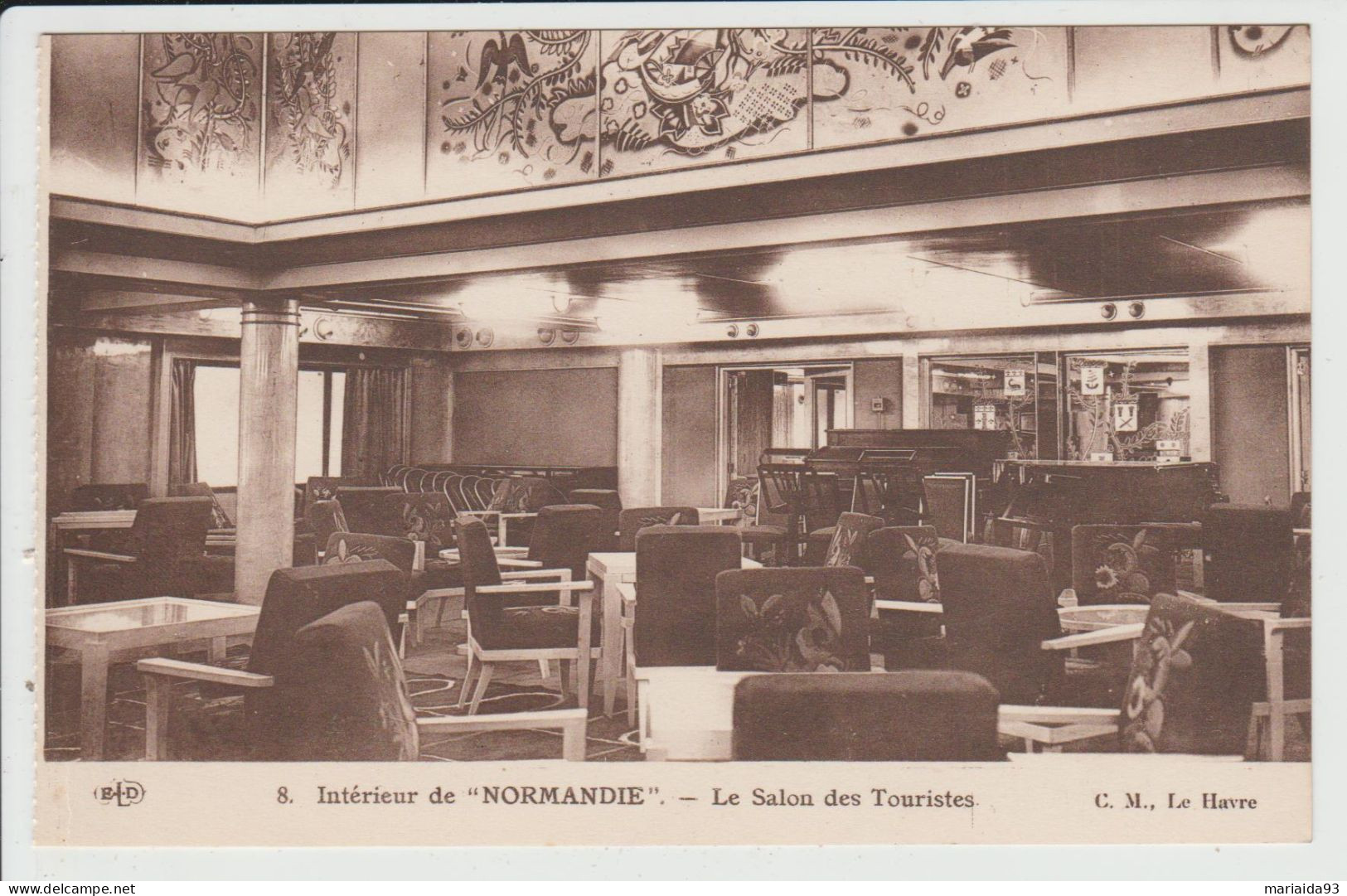 THEME TRANSPORTS - BATEAU - INTERIEUR DU PAQUEBOT NORMANDIE - LE SALON DES TOURISTES - Steamers