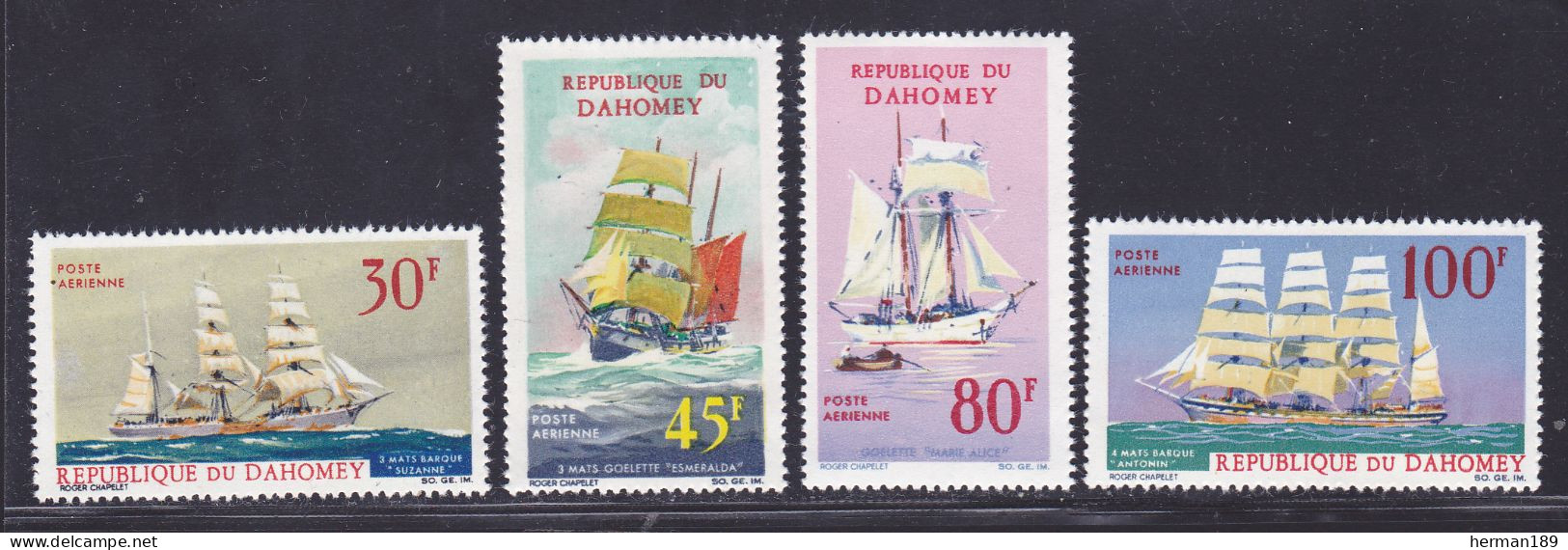 DAHOMEY AERIENS N°   55 à 58 ** MNH Neufs Sans Charnière, TB (D2351) Bateaux, Voiliers - 1967 - Bénin – Dahomey (1960-...)