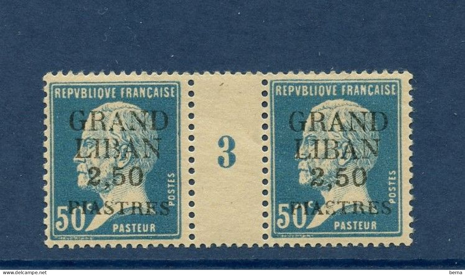 GRAND LIBAN 17 PASTEUR  PAIRE MILL 3 LUXE NEUF SANS CHARNIERE - Unused Stamps