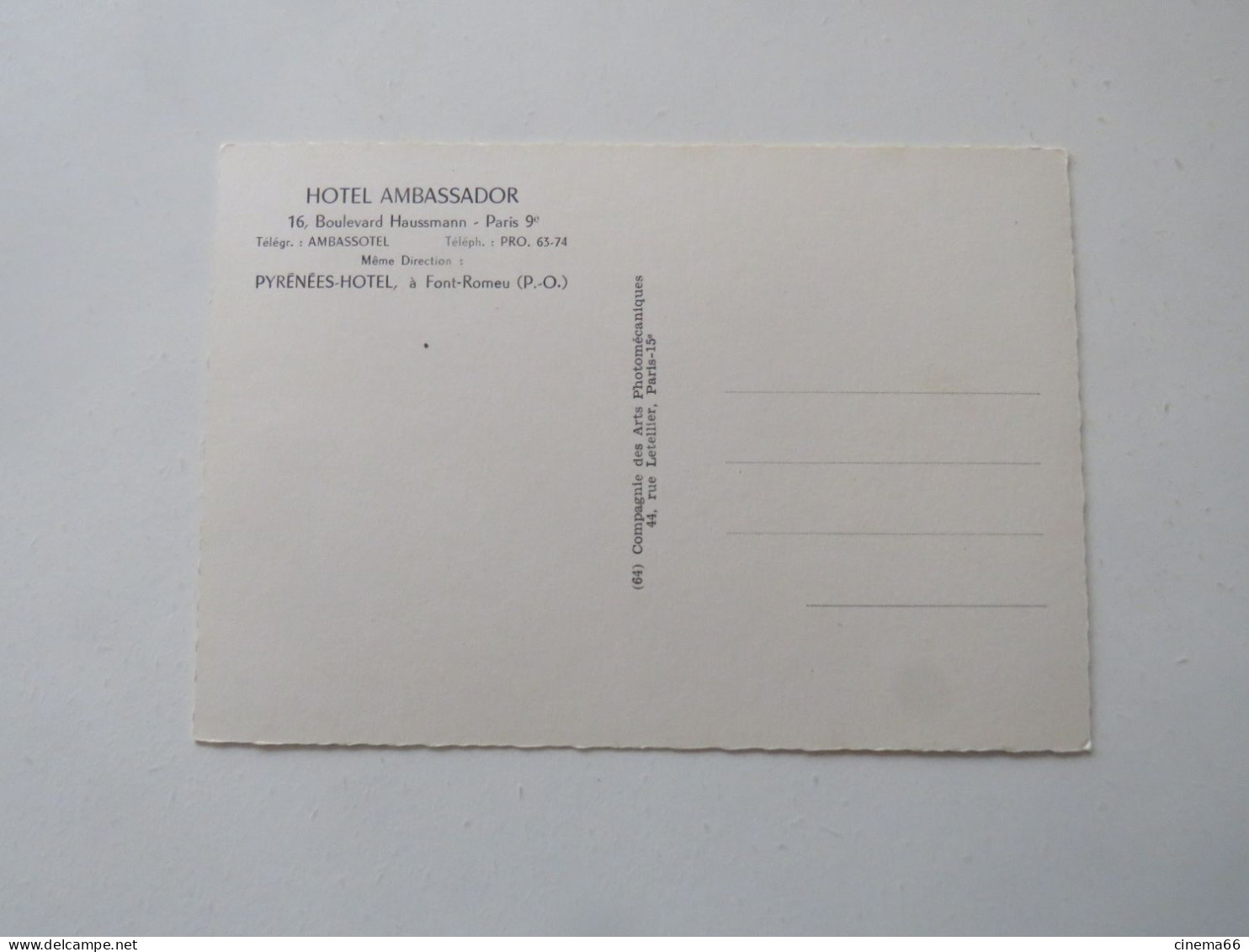 HOTEL AMBASSADOR - 16 Bd Haussmann (Lot De 3 Cartes) - Hotels & Restaurants