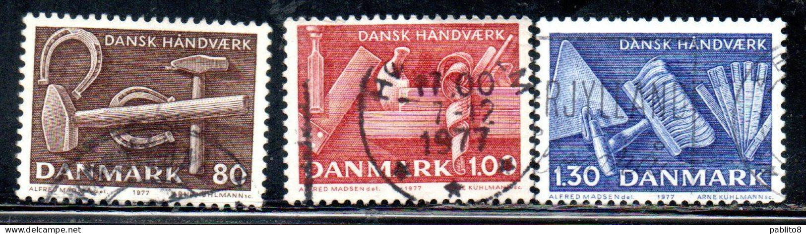 DANEMARK DANMARK DENMARK DANIMARCA 1977 DANISH CRAFTS COMPLETE SET SERIE COMPLETA USED USATO OBLITERE' - Oblitérés