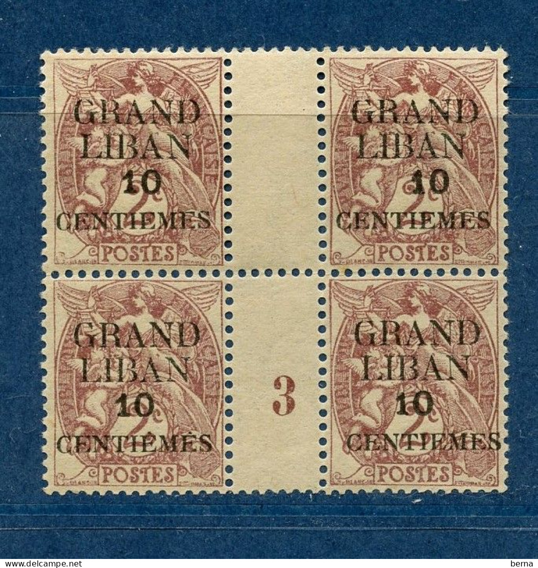 GRAND LIBAN 1 BLOC DE 4 MILL 3 TYPE BLANC  LUXE NEUF SANS CHARNIERE - Unused Stamps