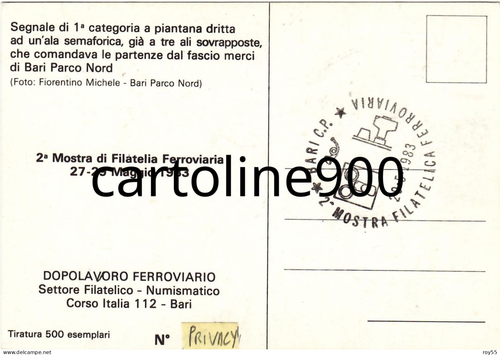 Puglia Interno Stazione Ferroviaria Bari Parco Nord Affrancata Con Lire 200 Castelli In Bobina  Svevo Angioino (v.retro) - Bahnhöfe Ohne Züge