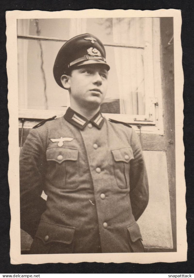 Photo Militaria Soldat Allemand Seconde Guerre Mondiale WW2 Uniforme Casquette Wehrmacht 6,2x9 Cm - War, Military