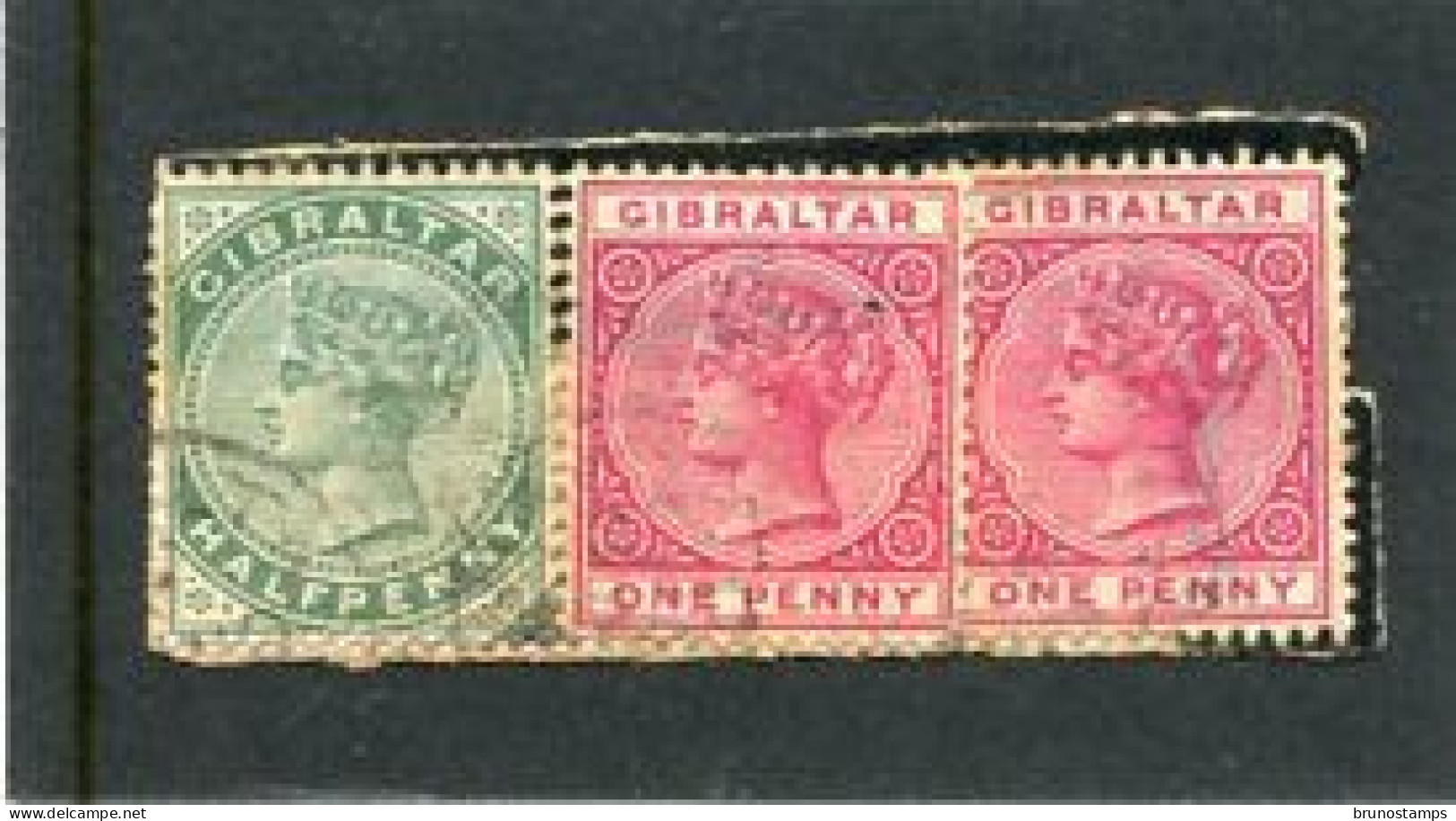 GIBRALTAR - 1886  QUEEN VICTORIA  1/2d+2x1d ON PIECE  FINE USED - Gibraltar