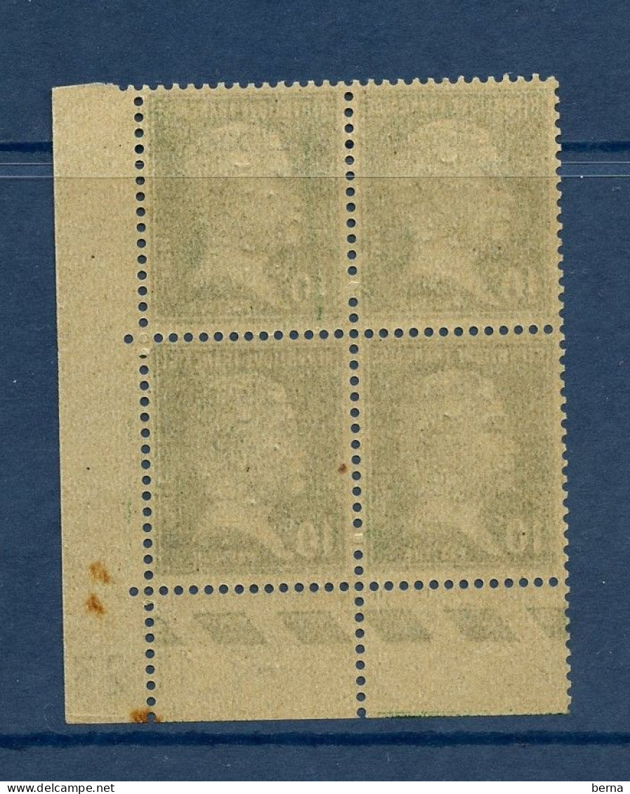 GRAND LIBAN 39 PASTEUR BLOC DE 4 COIN DATE 7 11 23 NEUF SANS CHARNIERE VERSO ROUSSEUR - Unused Stamps