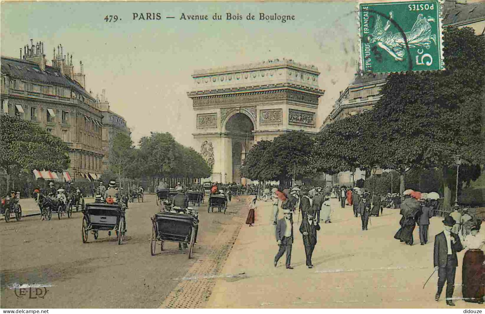 75 - Paris 16 - Avenue Du Bois De Boulogne - Animée - Colorisée - CPA - Oblitération Ronde De 1908 - Voir Scans Recto-Ve - Arrondissement: 16