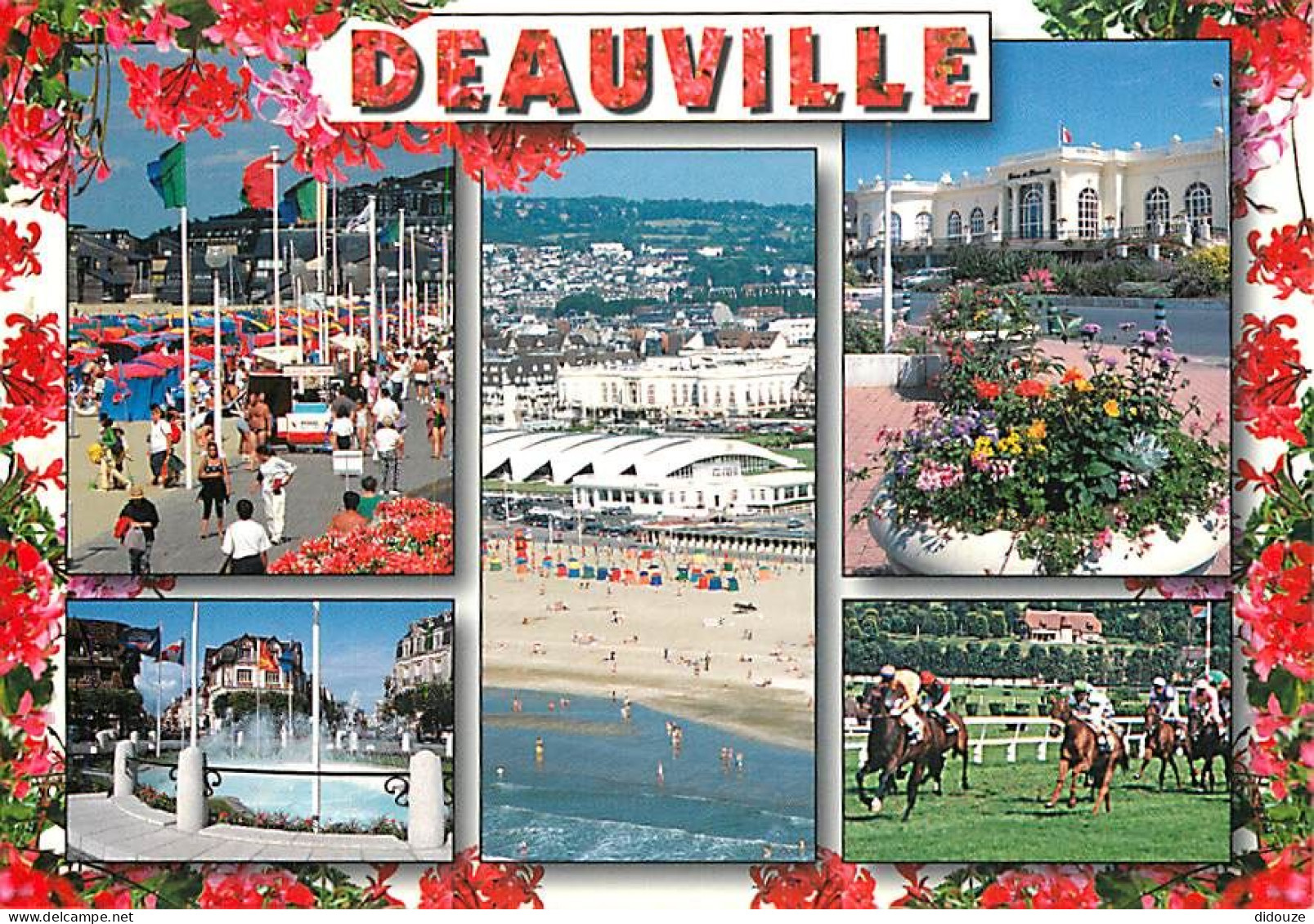 14 - Deauville - Multivues - Les Planches - Hippodrome - Chevaux - Fleurs - Flamme Postale De Bayeux - CPM - Voir Scans  - Deauville