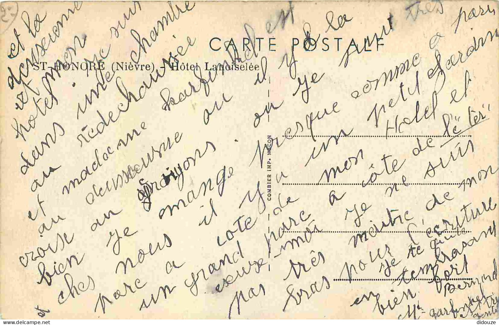 58 - Saint Honoré Les Bains - Hotel Lanoiselée - Correspondance - CPA - Voir Scans Recto-Verso - Saint-Honoré-les-Bains