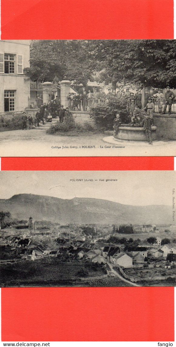 39 POLIGNY - Deux Cartes -  " Collège Jules Grévy-La Cour D'honneur "  §  " Vue Générale ; Edit:Humbert,Poligny " - - Poligny