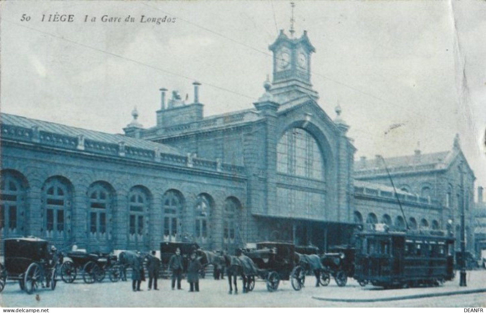 LIEGE : La Gare Du Longdoz. Pli En Haut à Droite. Fiacres Et Tram,belle Animation. - Liege