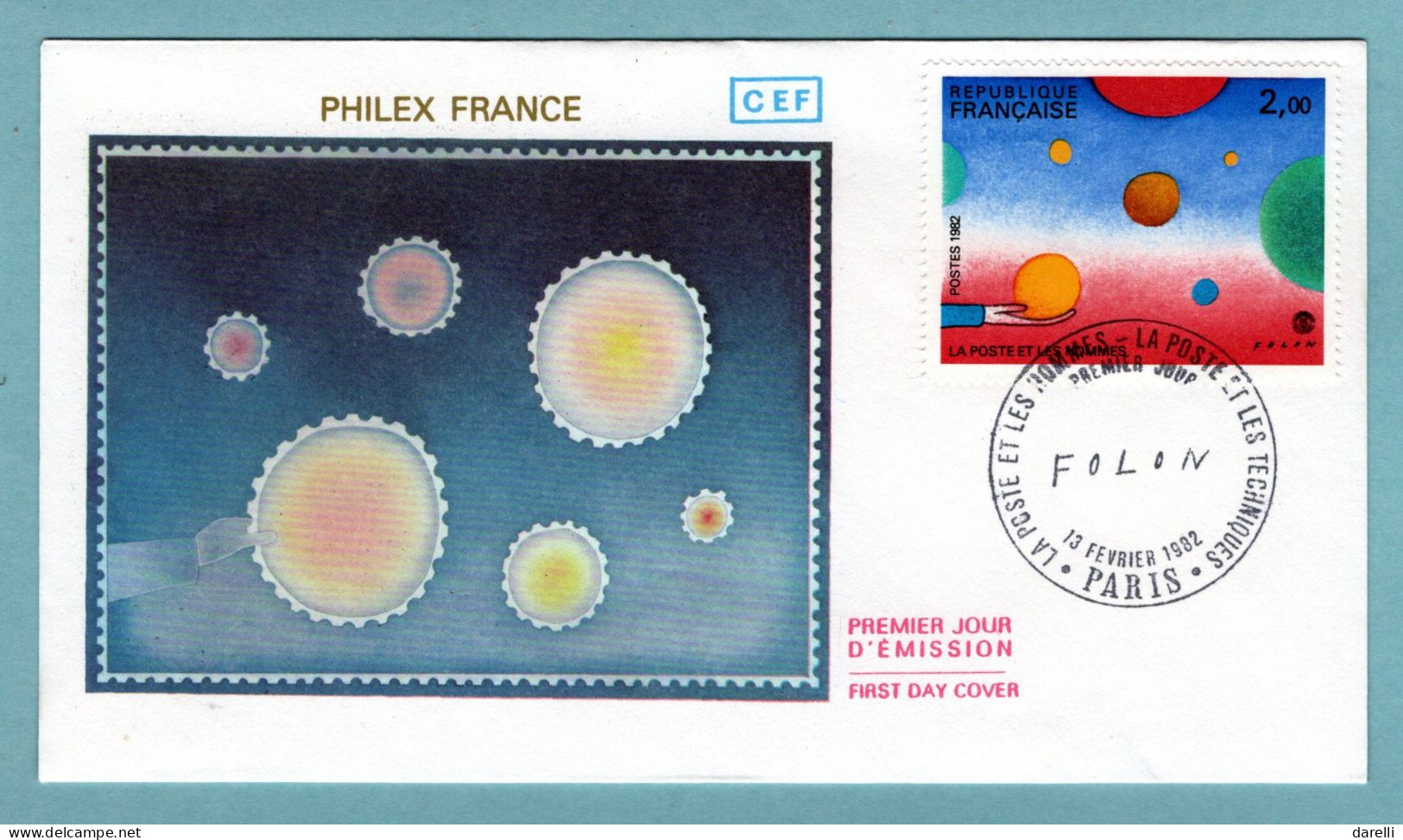 FDC France 1982 - Folon - La Poste Et Les Hommes - Philexfrance 82 - YT 2199 - Paris - 1980-1989