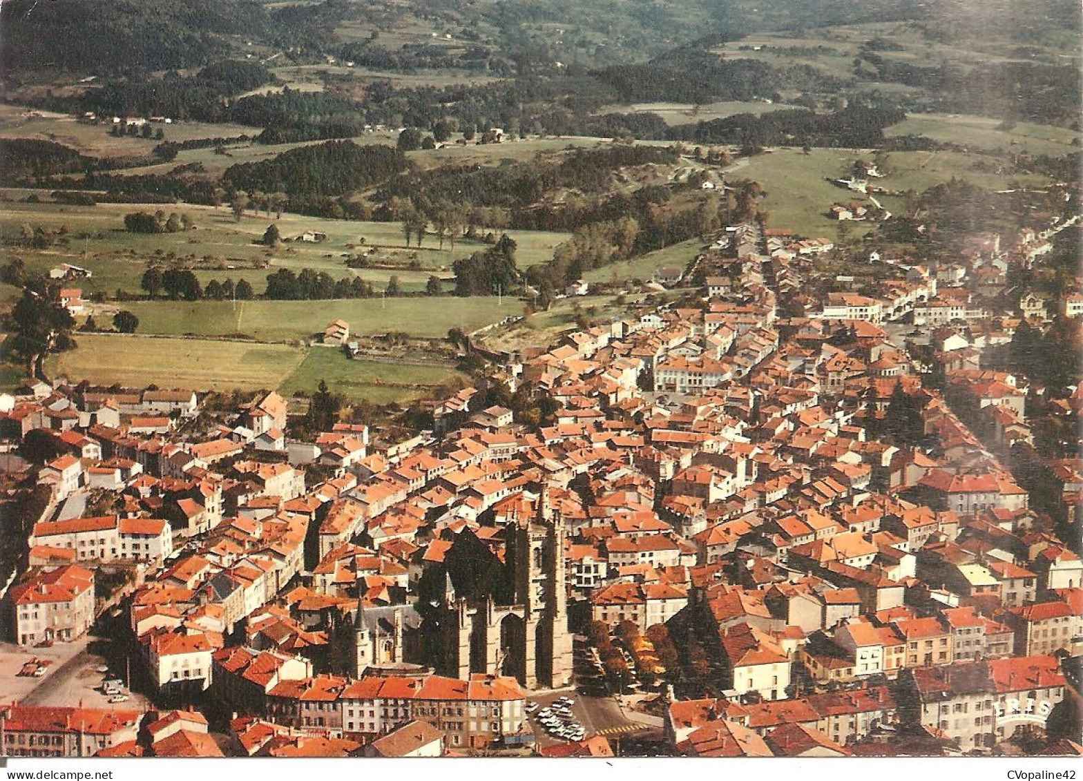 AMBERT (63) Vue Générale - L'Eglise Saint-Jean En 1975  CPSM GF - Ambert