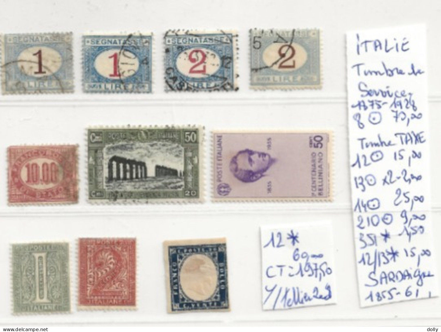 TIMBRES D ITALIE NEUF*/ OBLITEREES  1875.1928 Nr VOIR SUR PAPIER AVEC TIMBRES  COTE 197.50 € - Other & Unclassified