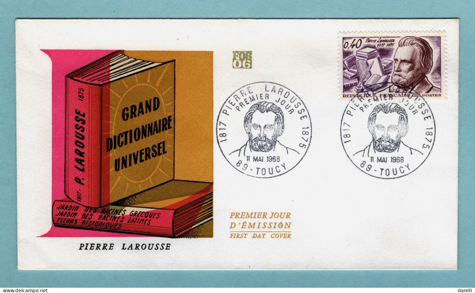 FDC France 1968 - Pierre Larousse - YT 1560 - 89 Toucy - 1960-1969