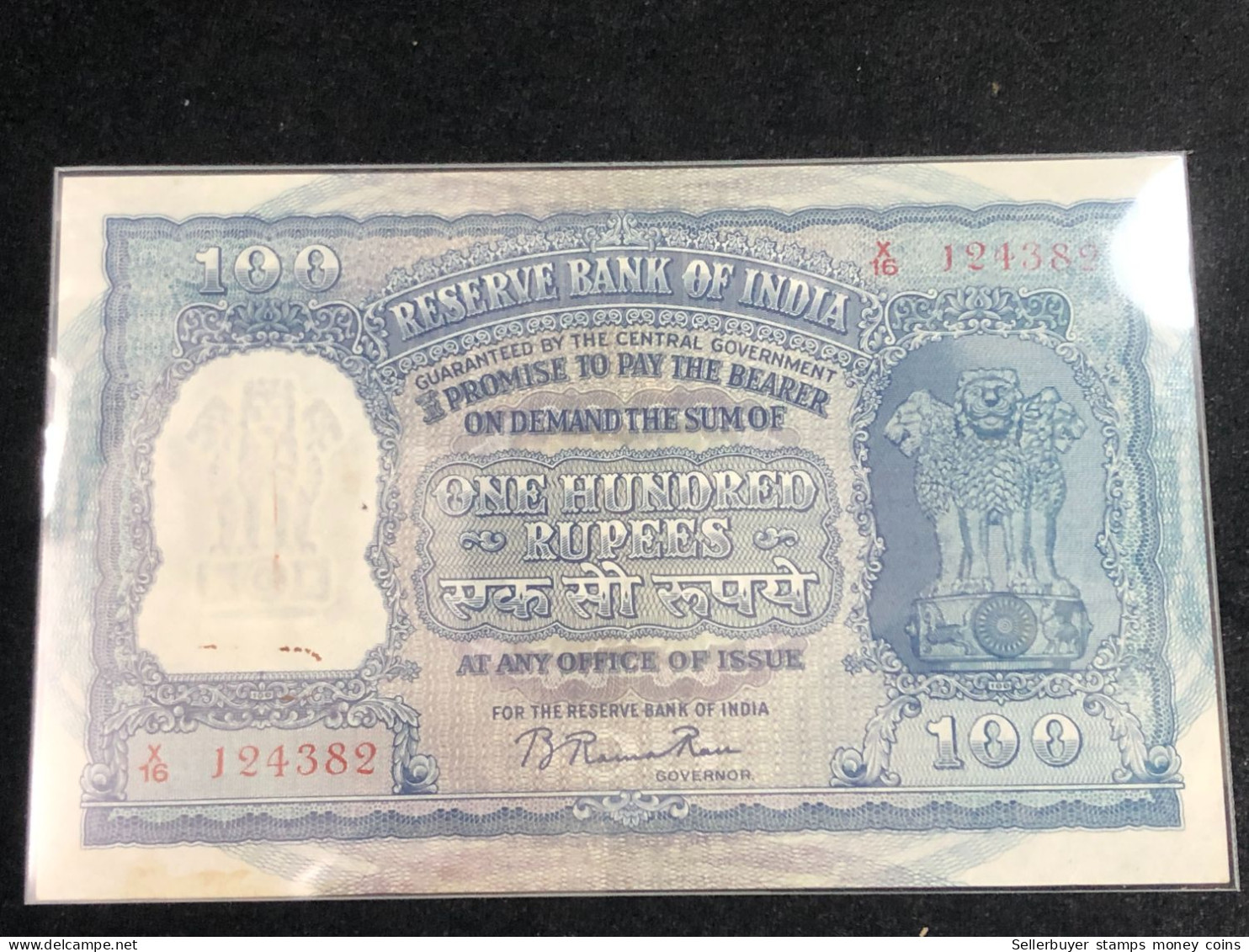 INDIA 100 RUPEES P-43  1957 TIGER ELEPHANT DAM MONEY BILL Rhas Pinhole ARE BANK NOTE Red Numbers Above And Below 1 Pcs A - Inde