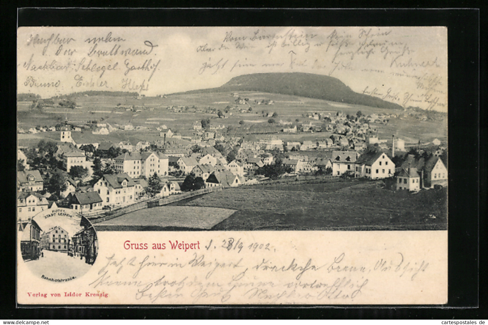 AK Weipert, Hotel Stadt Leipzig In Der Bahnhofstrasse, Ortsansicht Aus Der Vogelschau  - Czech Republic