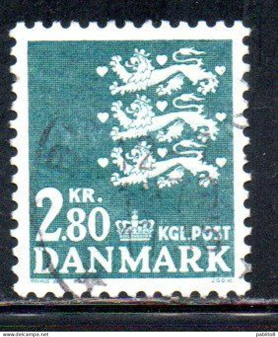 DANEMARK DANMARK DENMARK DANIMARCA 1979 1982 SMALL STATE SEAL 2.80k USED USATO OBLITERE' - Used Stamps