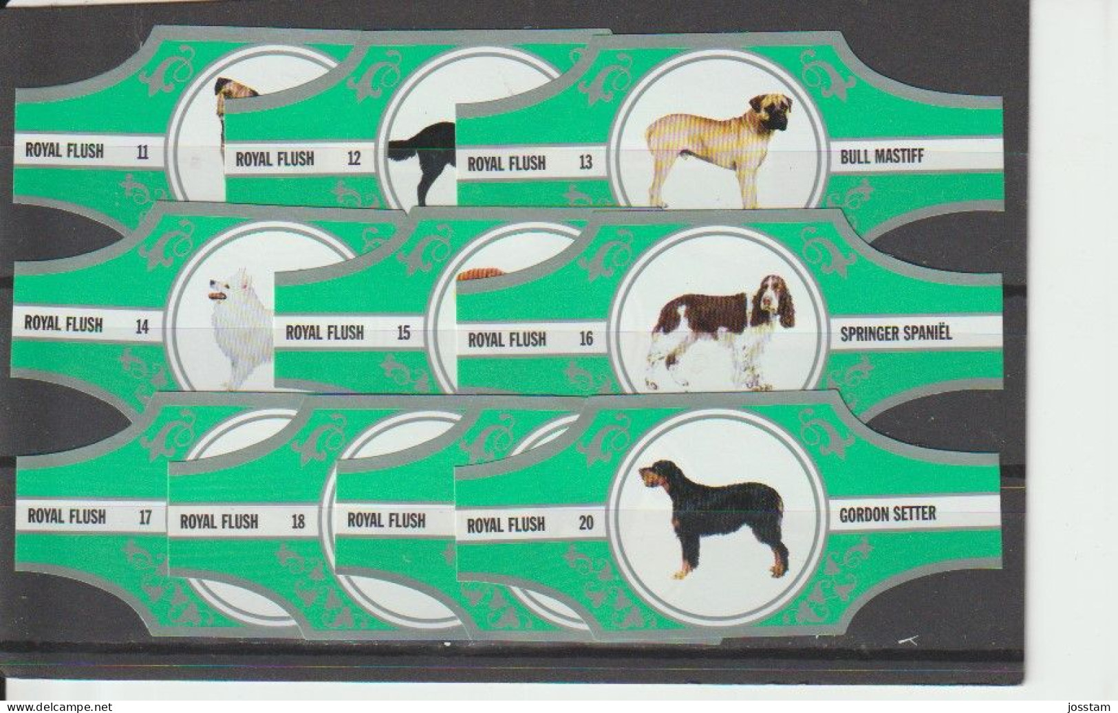 Reeks 2430  Honden      1-10      ,10   Stuks Compleet      , Sigarenbanden Vitolas , Etiquette - Anelli Da Sigari