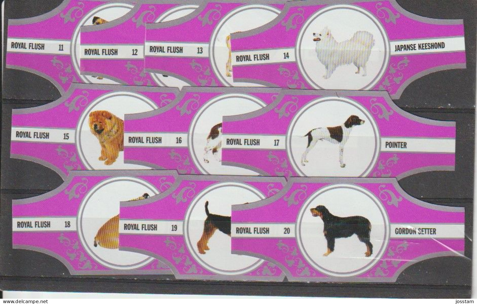 Reeks 2432  Honden      1-10      ,10   Stuks Compleet      , Sigarenbanden Vitolas , Etiquette - Anelli Da Sigari