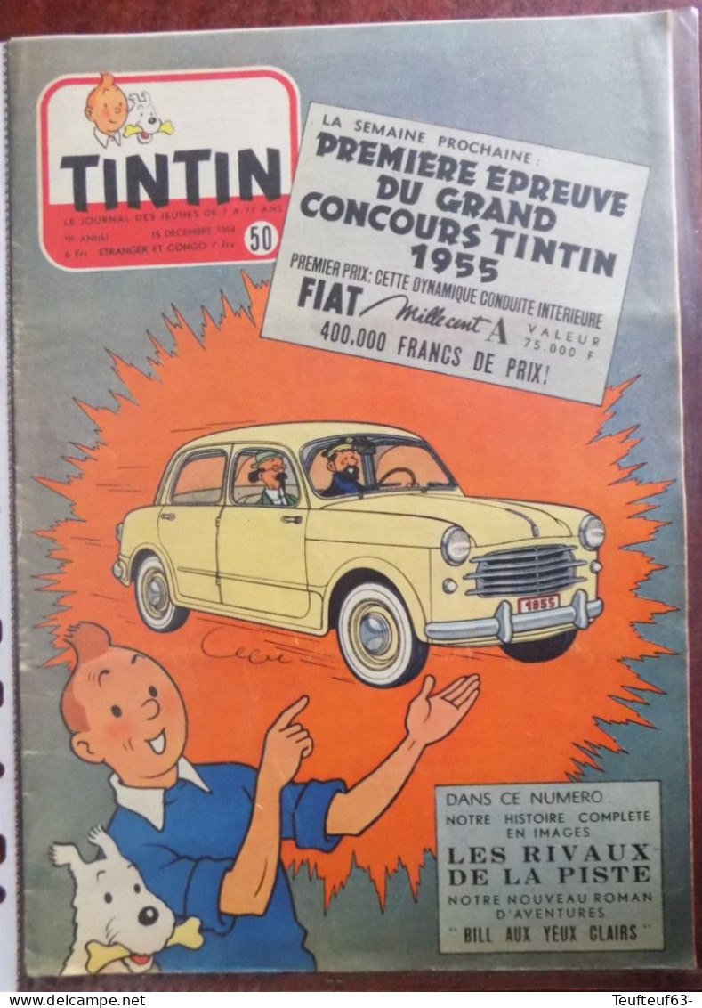 Tintin N° 50-1954 Couv. Tintin Fiat - Tintin