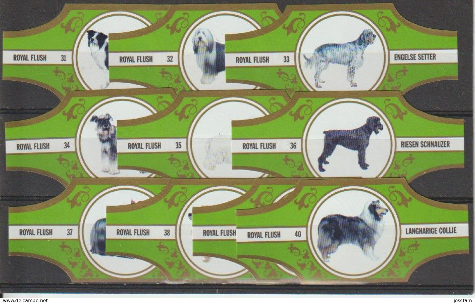 Reeks 2434  Honden      1-10      ,10   Stuks Compleet      , Sigarenbanden Vitolas , Etiquette - Cigar Bands