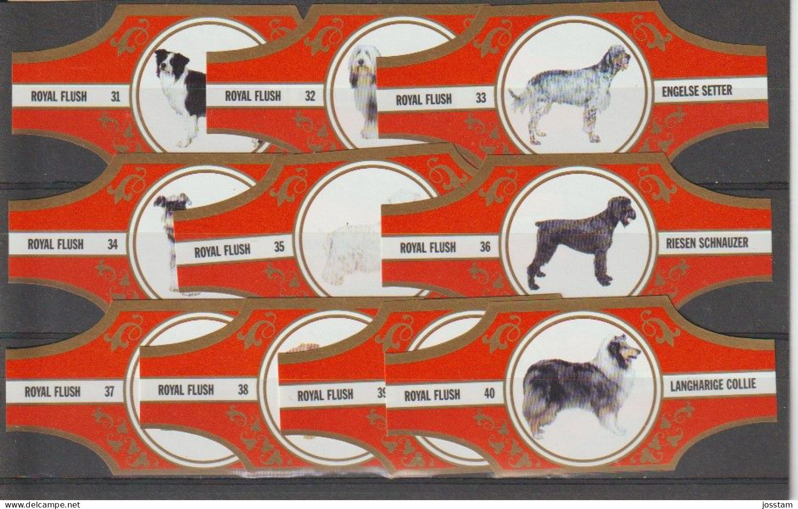 Reeks 2435  Honden      1-10      ,10   Stuks Compleet      , Sigarenbanden Vitolas , Etiquette - Vitolas (Anillas De Puros)