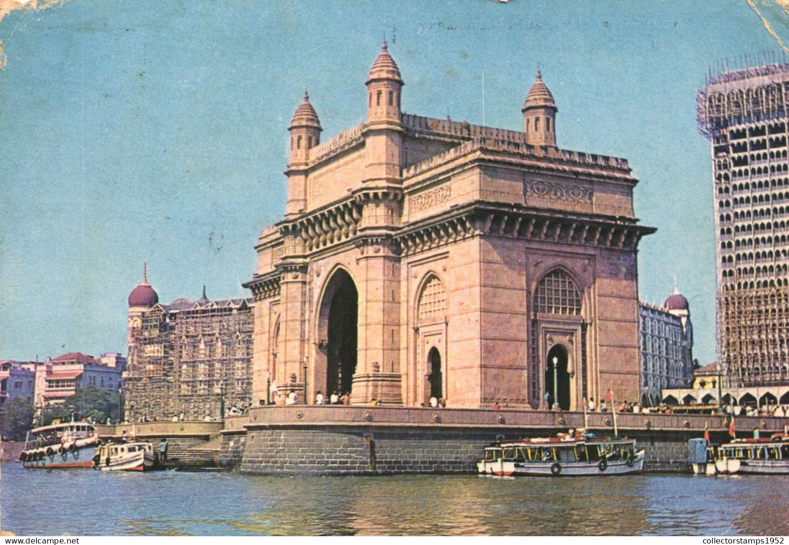 BOMBAY, TAJ MAHAL, HOTEL, ARCHITECTURE, SHIP, BOAT, INDIA, POSTCARD - Indien