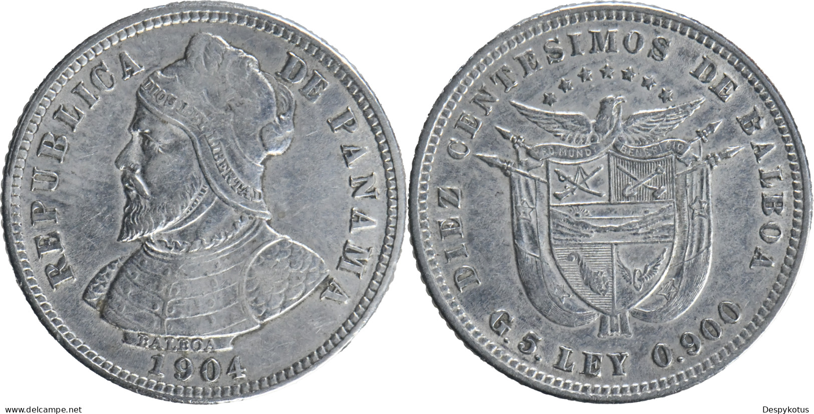 PANAMA - 1904 - 10 Centesimos - ARGENT (900) - 20-019 - Panama