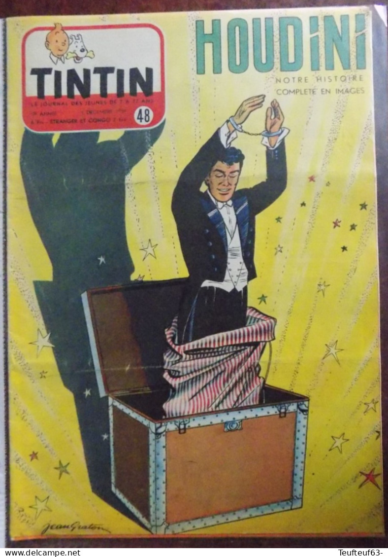 Tintin N° 48-1954 - 2 CV "425" - Houdini Par Graton - Pub Saint-Nicolas - Tintin