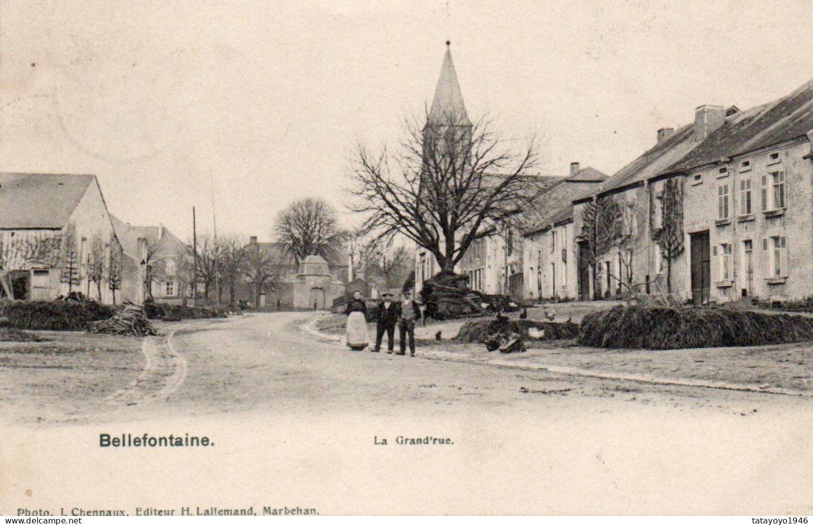 Bellefontaine  La Grand'rue Animée Voyagé En 1907 - Tintigny