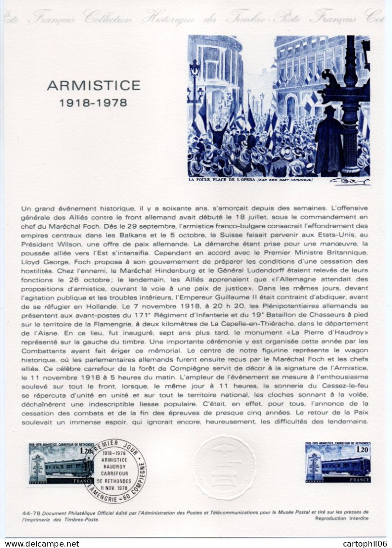 - Document PREMIER JOUR L'ARMISTICE 1918 - 1978 - - 1. Weltkrieg
