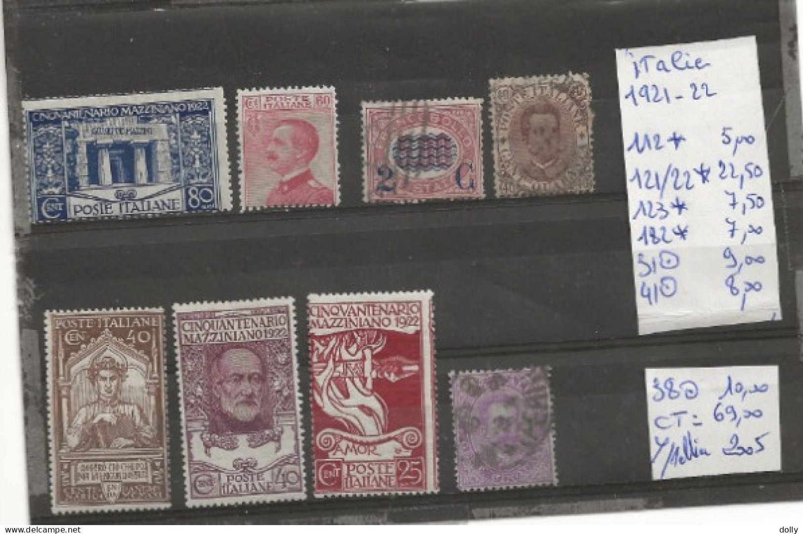 TIMBRES D ITALIE  NEUF */OBLITEREES  1921-22 Nr VOIR SUR PAPIER AVEC TIMBRES  COTE 69.00 € - Mint/hinged