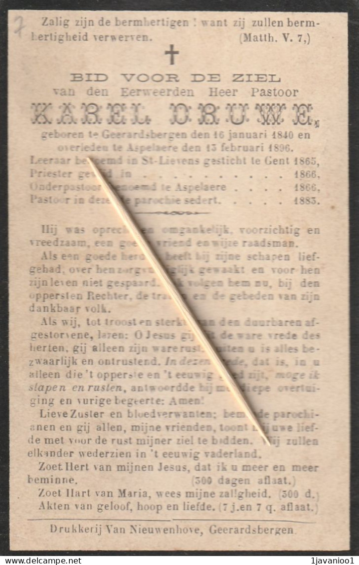 Priester, Prêtre, Abbé, Karel Druwé, Geraardsbergen, Gent, Aspelaere, Aspelare, 1883 - Godsdienst & Esoterisme