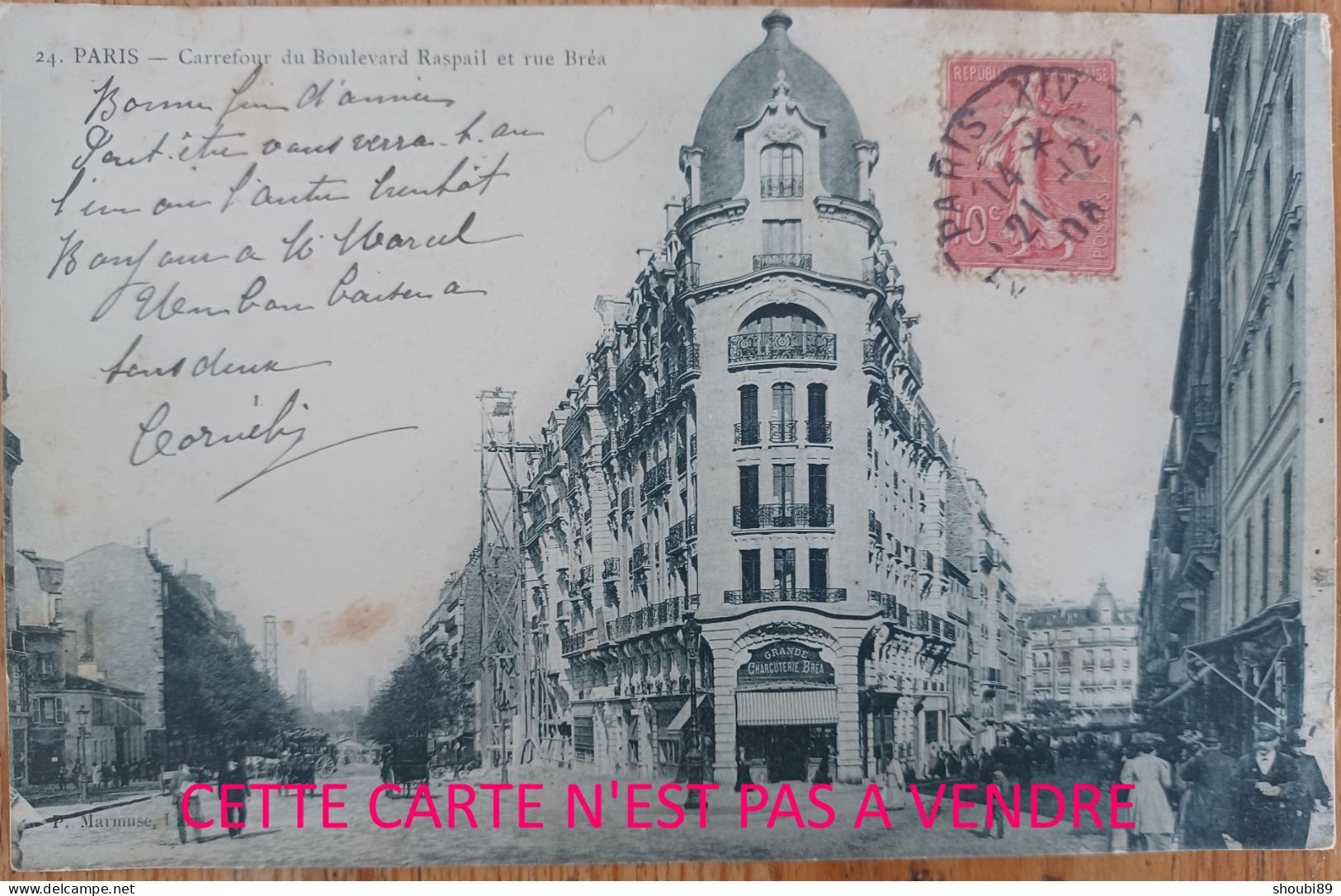 CHARCUTERIE BRÉA GASSOT ANGLE BD RASPAIL ET RUE DE BRÉA  CARTE PHOTO MAGASIN DEVANTURE - Arrondissement: 06