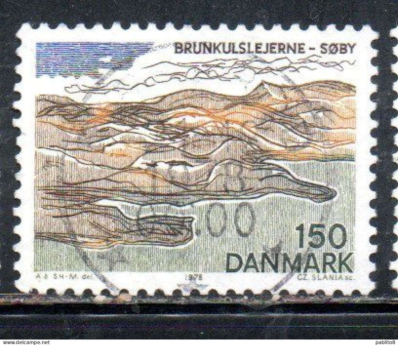DANEMARK DANMARK DENMARK DANIMARCA 1978 LANDSCAPES CENTRAL JUTLAND LIGNITE FIELDS  SOBY 150o USED USATO OBLITERE' - Oblitérés