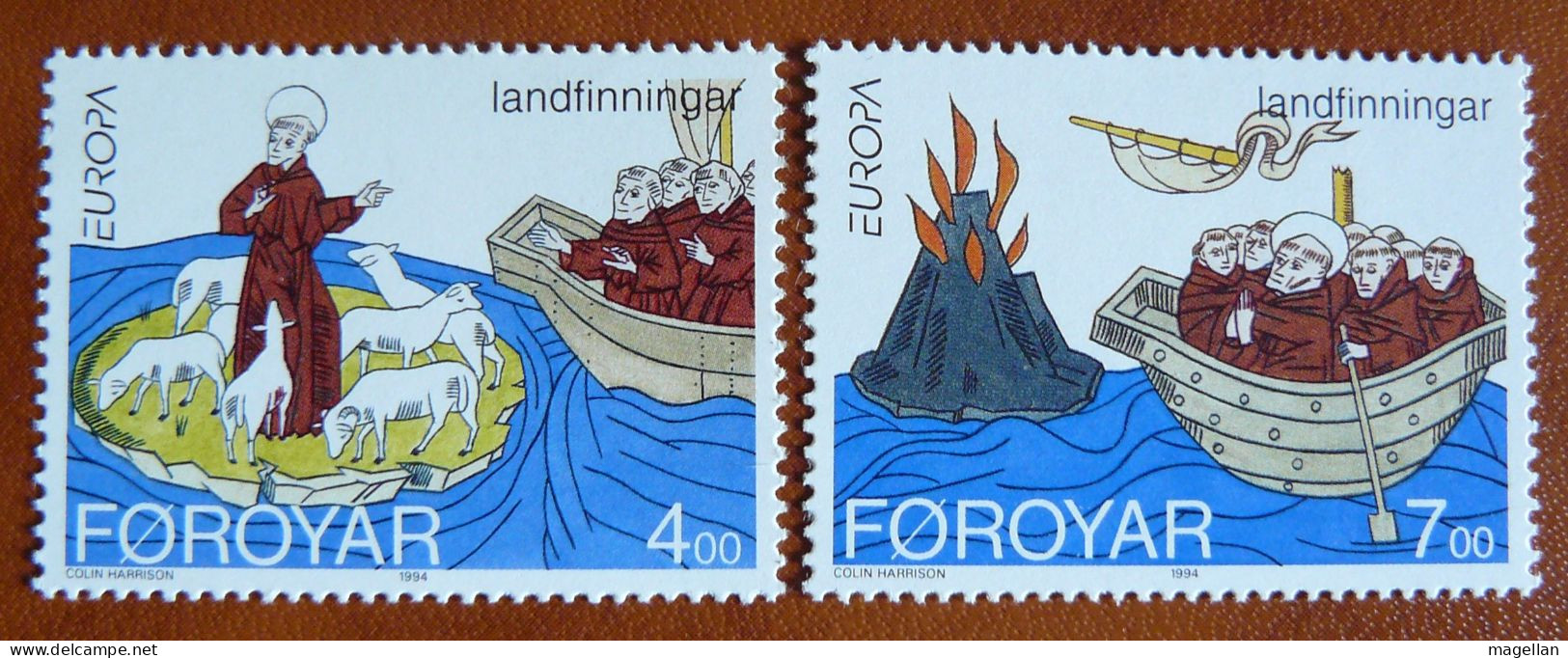 Iles Féroé - Faroe Islands - Färöer Inseln - Yvert N° 254/255 Neufs ** (MNH) - Bateau - Volcan - Europa - Faeroër