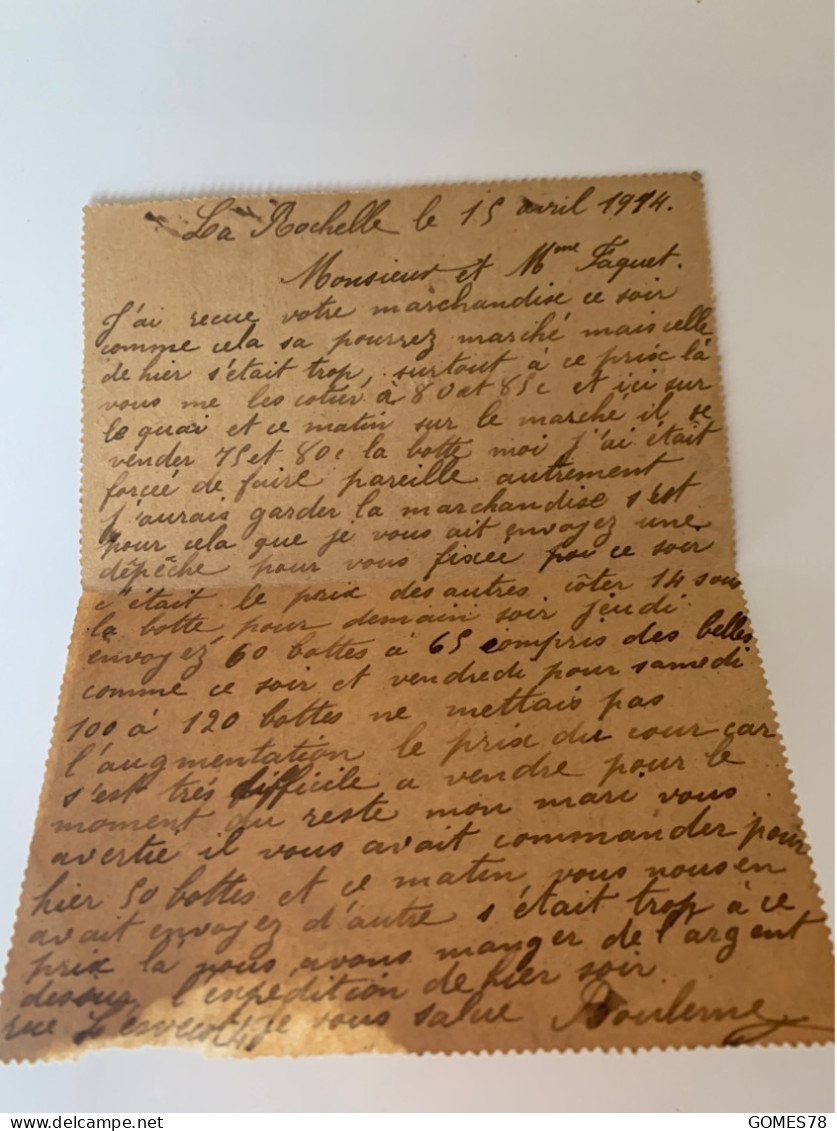 A48-Carte-Lettre Expédie Avril 1914 - Other & Unclassified