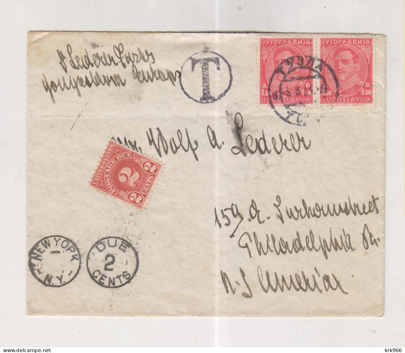 YUGOSLAVIA TUZLA 1934 Nice Cover To United States Postage Due - Covers & Documents