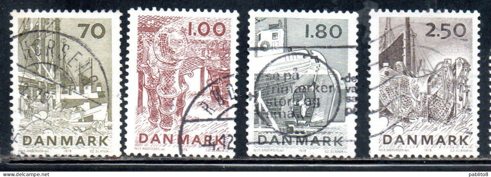 DANEMARK DANMARK DENMARK DANIMARCA 1978 DANISH FISHING INDUSTRY COMPLETE SET SERIE COMPLETA USED USATO OBLITERE' - Gebruikt