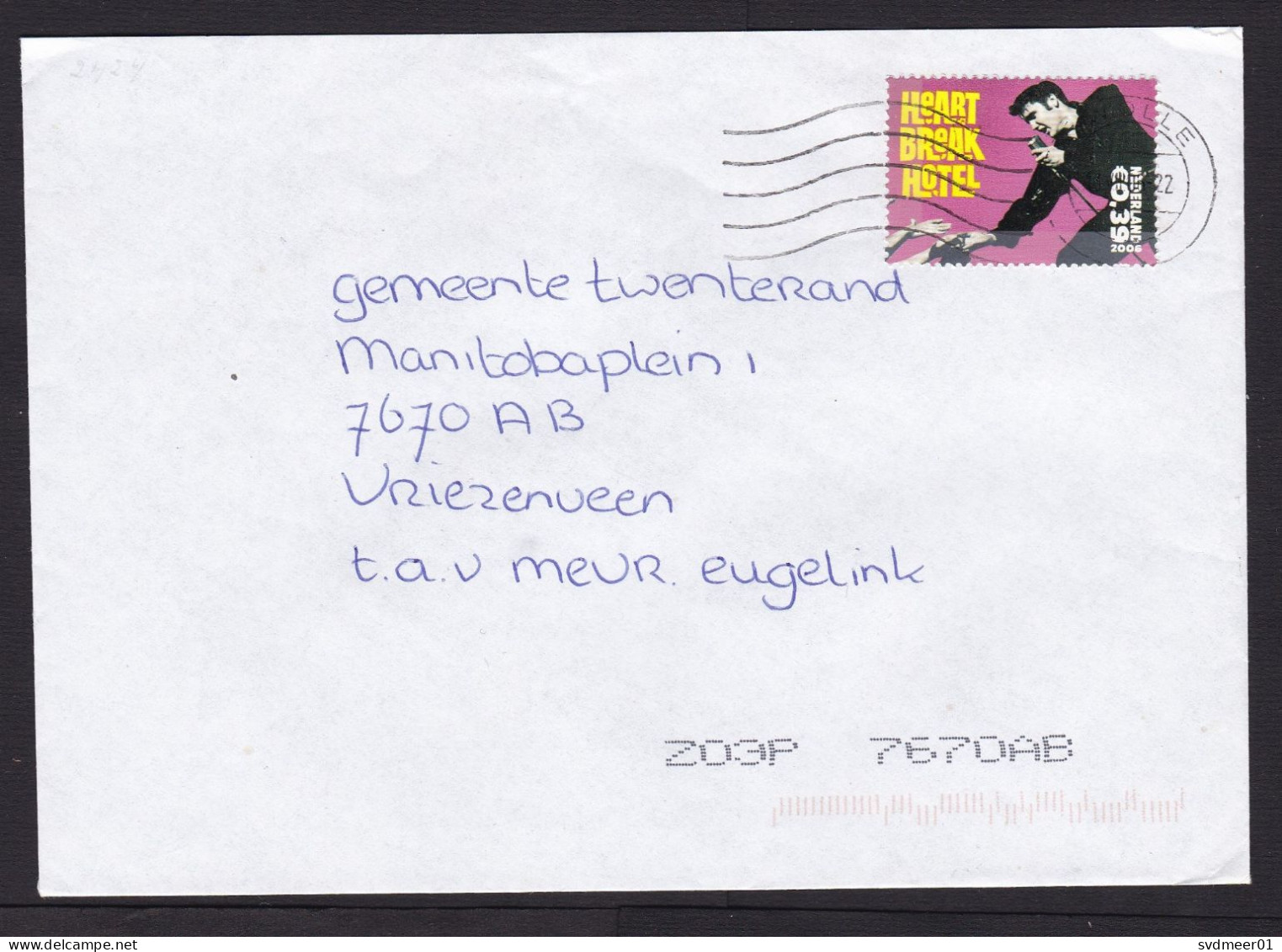 Netherlands: Cover, 2006, 1 Stamp, Elvis Presley, Heartbreak Hotel, Music, Song, Singer (traces Of Use) - Covers & Documents