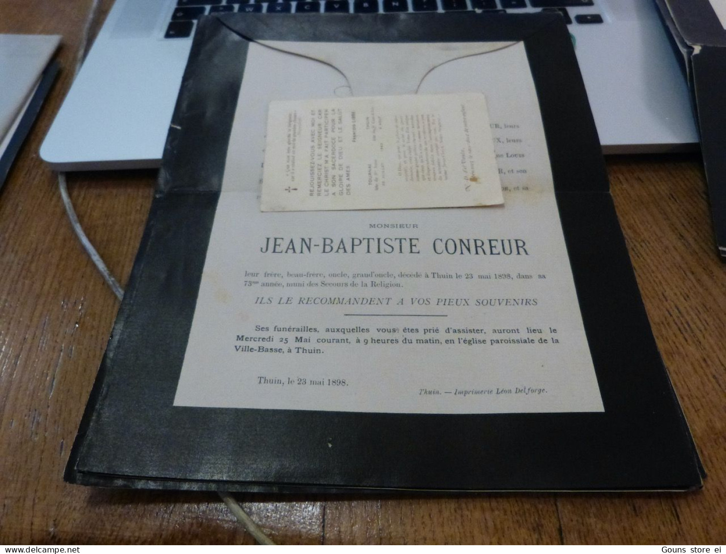 Lettre Décès  JEAN Baptiste Conreur Dahiez Thuin 1898 Familles Hecq Berteaux Deflandre - Obituary Notices