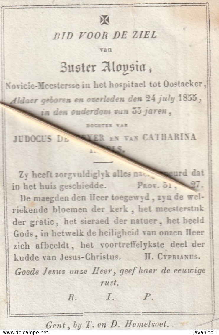 Zuster, Soeur, Aloysia, De Meyer, Ingels, Oostakker, Oostacker, 1855, UITG. Bij T. D. Hemelsoet - Religion & Esotérisme