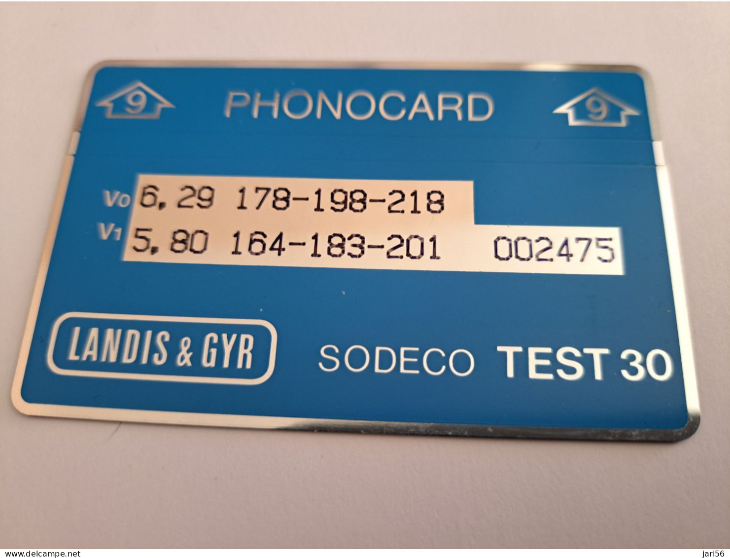 NETHERLANDS  / SODECO TEST 30/   TEST CARD /  LANDYS & GYR/ ARROW NO 9 /  NO SERIE NR !! /     ** 16657** - [4] Test & Services