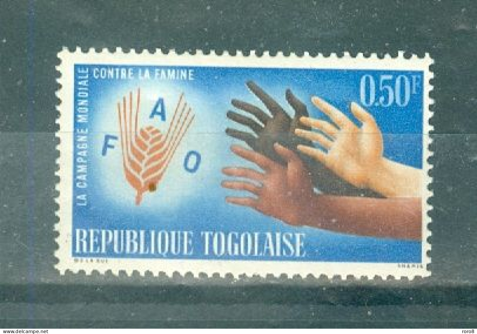 REPUBLIQUE DU TOGO - N°377* MH Trace De Charnière SCAN DU VERSO - Campagne Mondiale Contre La Faim. - Togo (1960-...)